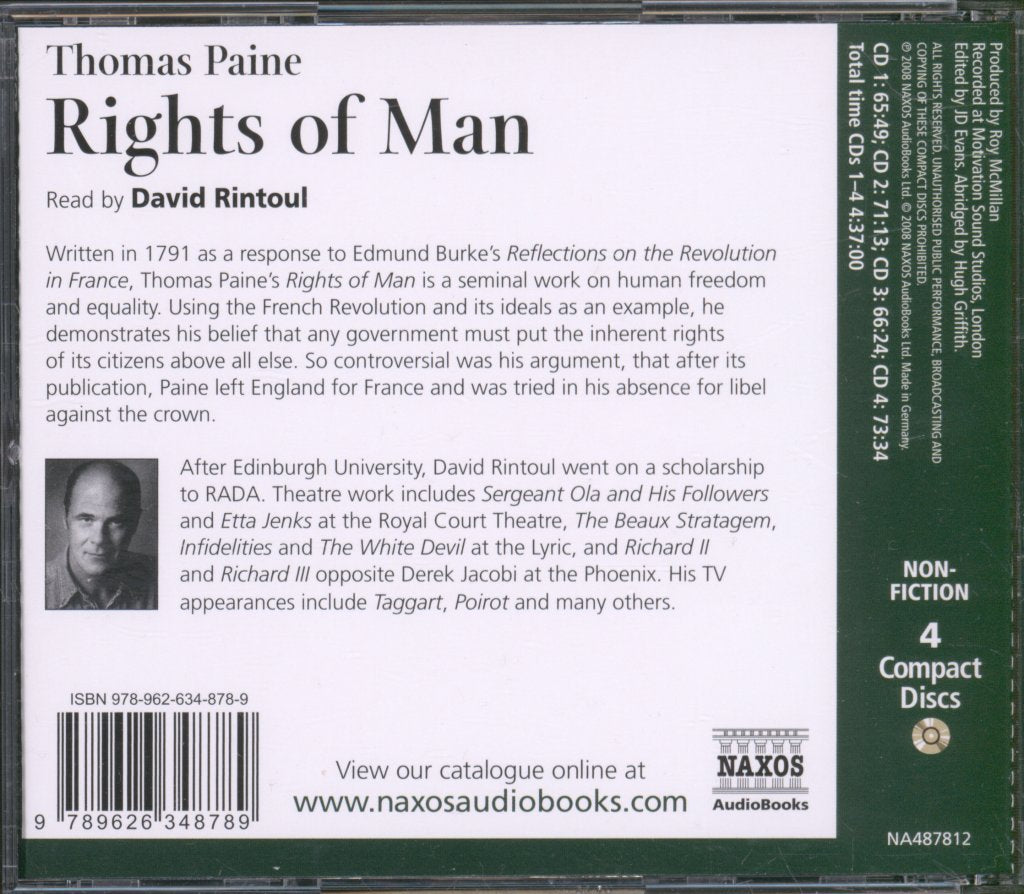 David Rintoul - Thomas Paine - Rights Of Man - Cd Set