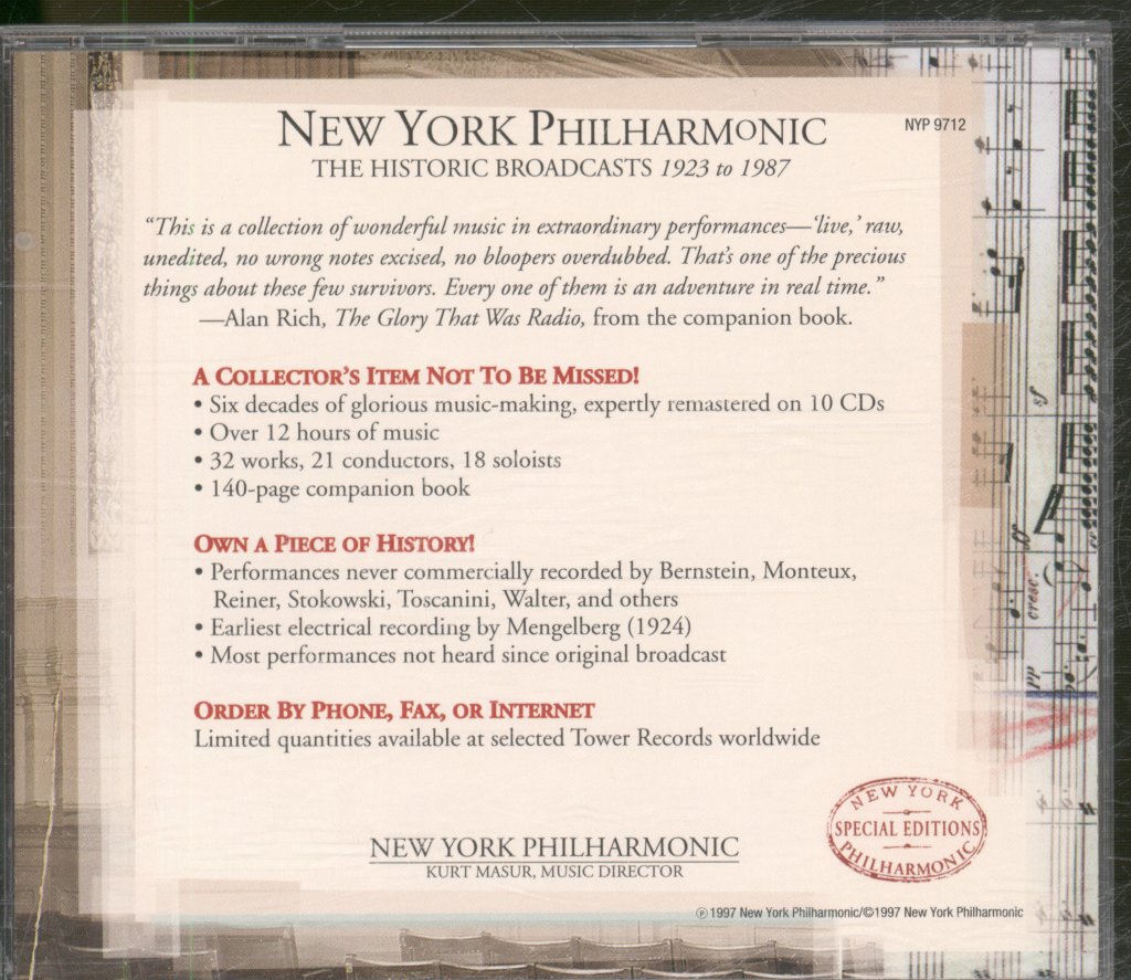 New York Philharmonic Orchestra - Historic Broadcasts 1923 To 1987 - Cd