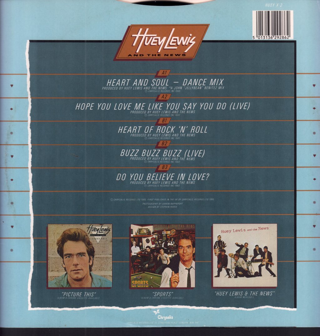 Huey Lewis And The News - Heart And Soul Ep - 12 Inch