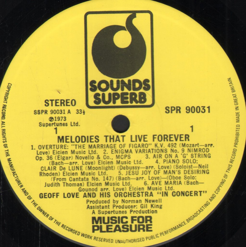 Geoff Love And His Orchestra - Melodies That Love Forever - Lp