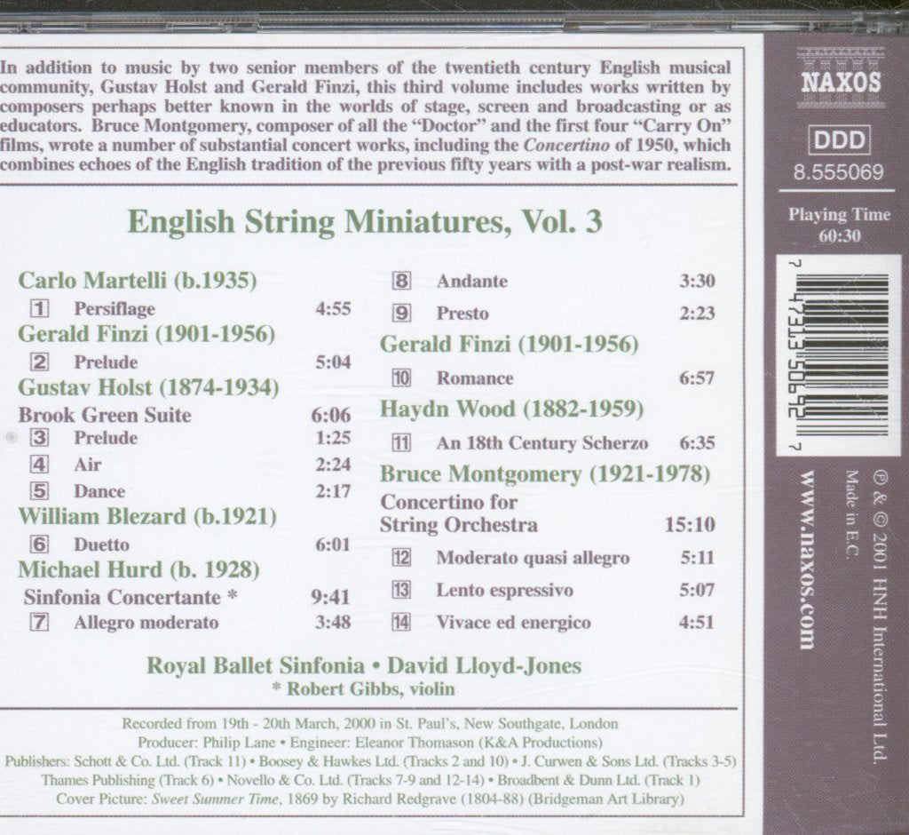 Royal Ballet Sinfonia, David Lloyd-Jones - English String Miniatures, Vol. 3 - Cd