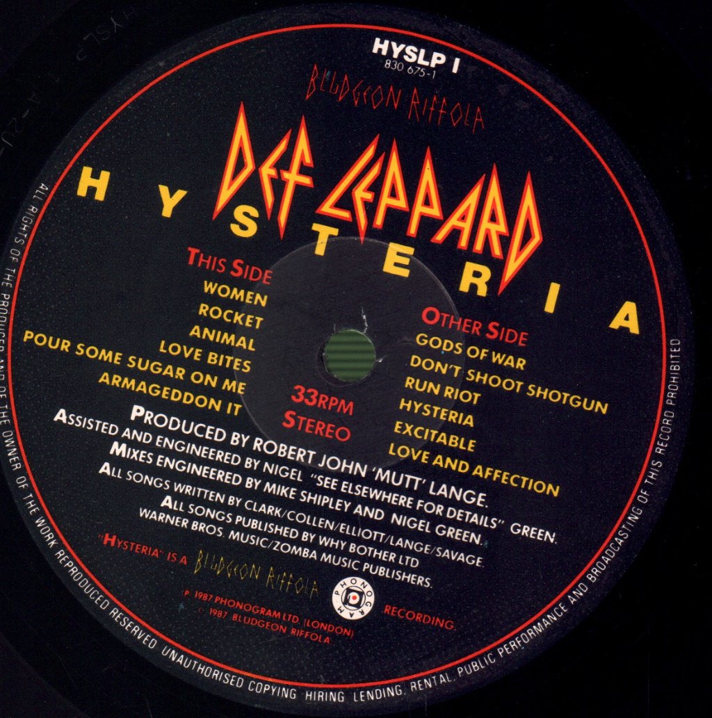 Def Leppard - Hysteria - Lp