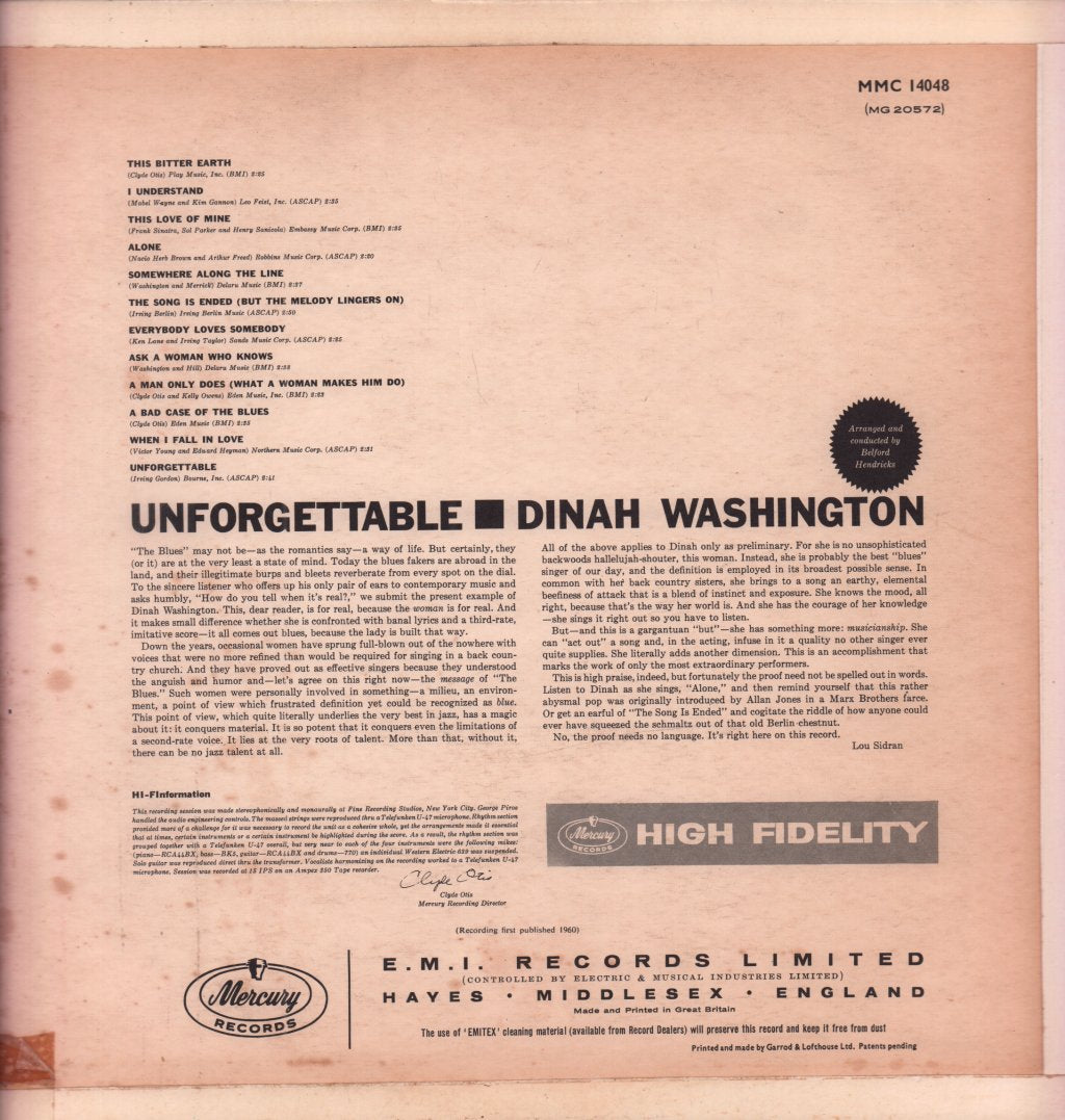 Dinah Washington - Unforgettable - Lp