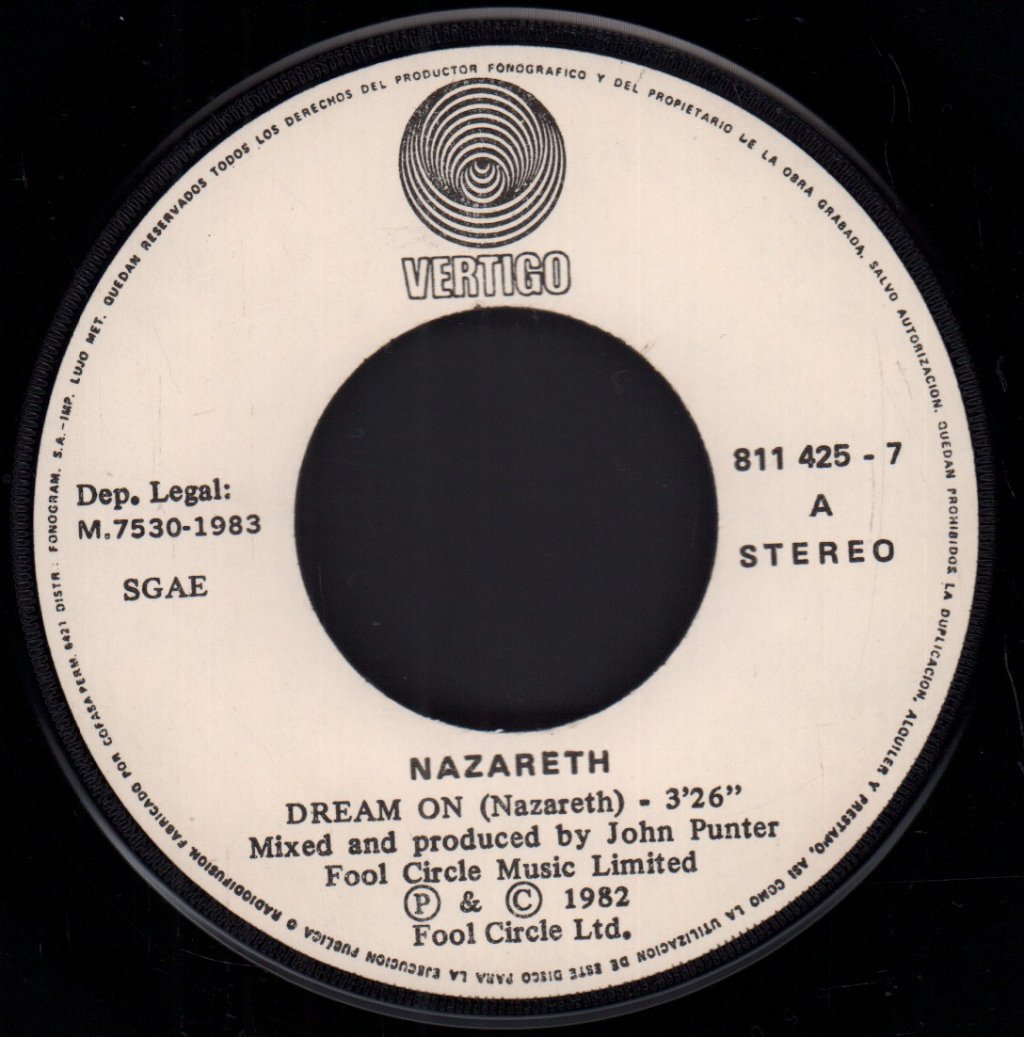 Nazareth - Dream On - 7 Inch
