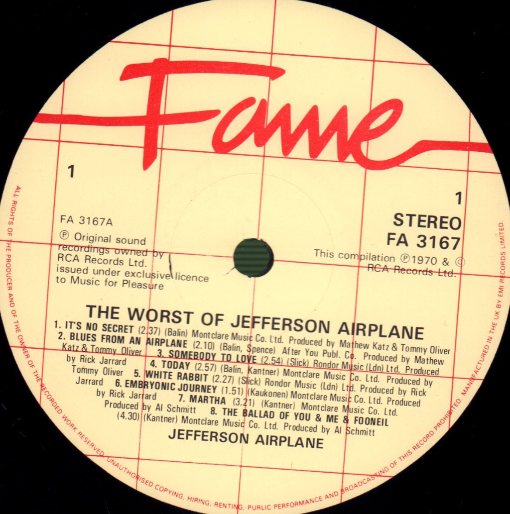 Jefferson Airplane - Worst Of - Lp