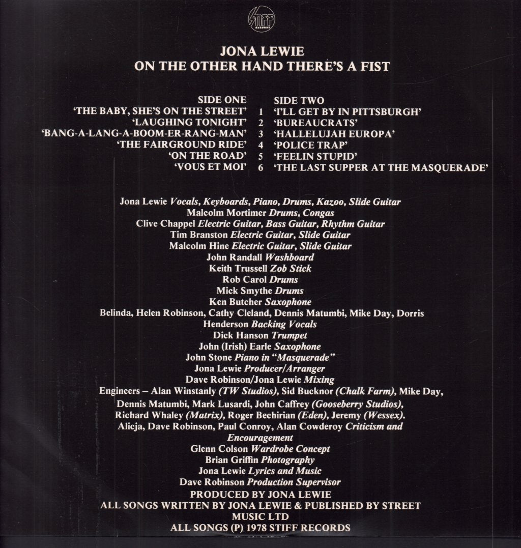Jona Lewie - On The Other Hand There's A Fist - Lp