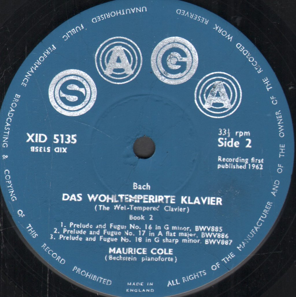 Maurice Cole - J.S. Bach - Das Wohltemperirte Klavier (Vol 5) - Lp