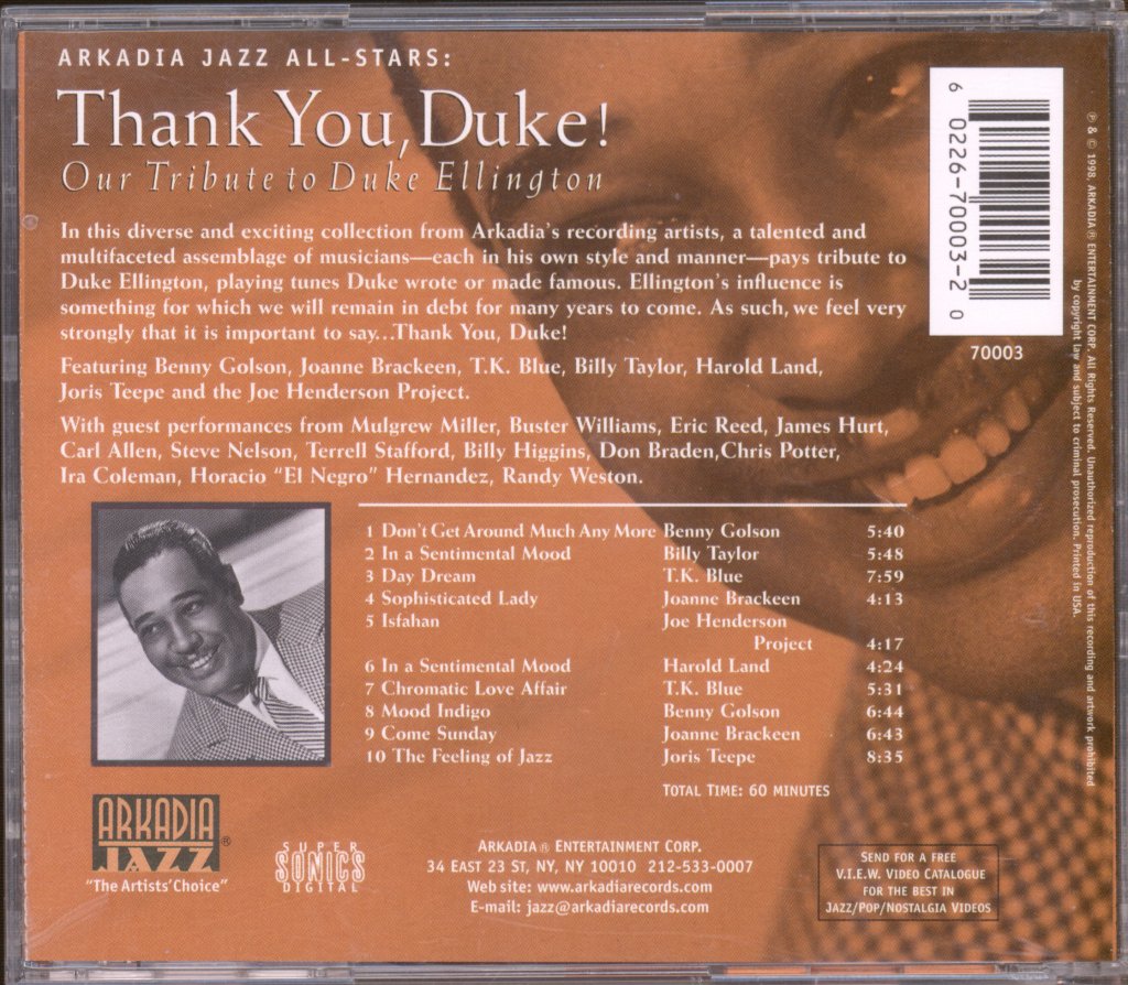 Arkadia Jazz All-Stars - Thank You, Duke! Our Tribute To Duke Ellington - Cd