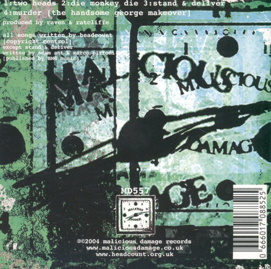 Headcount - Two Heads / Die Monkey Die - Cd