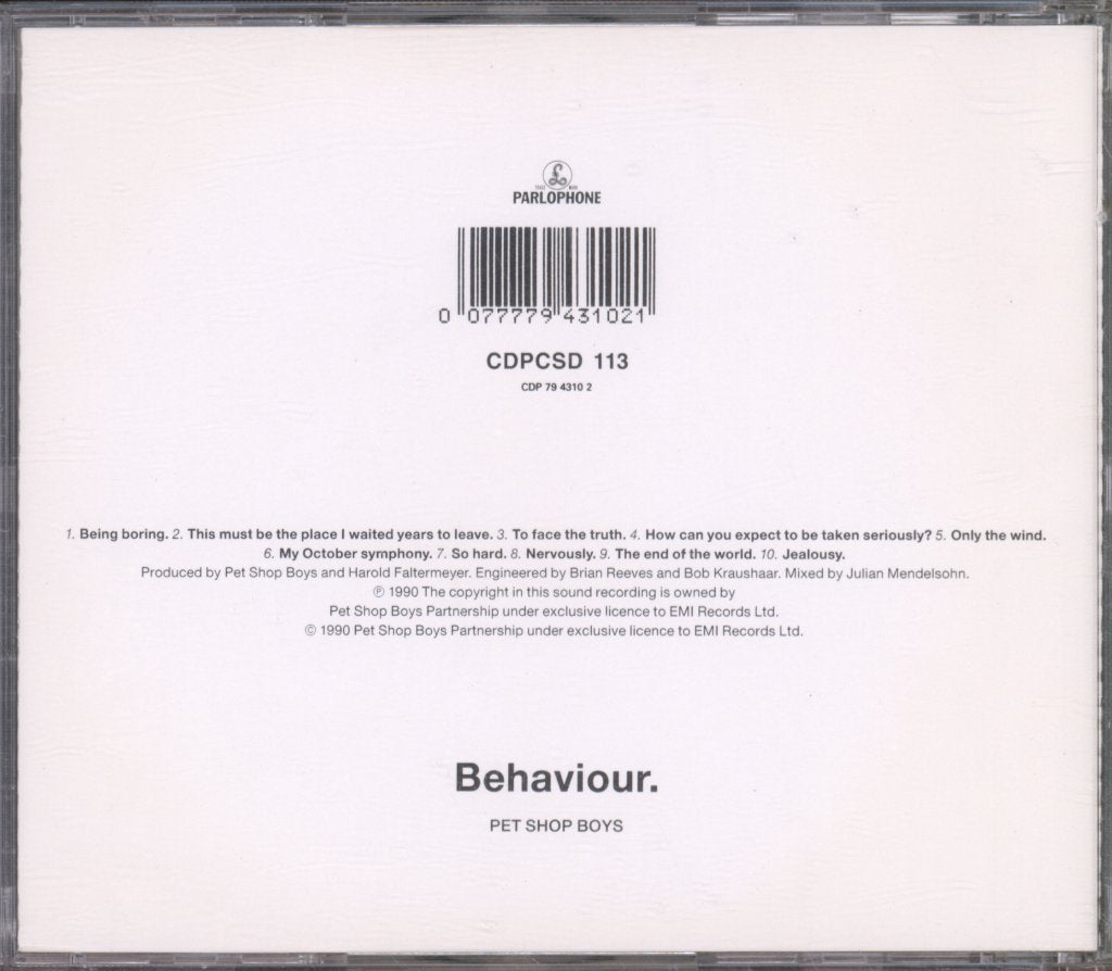 Pet Shop Boys - Behaviour - Cd
