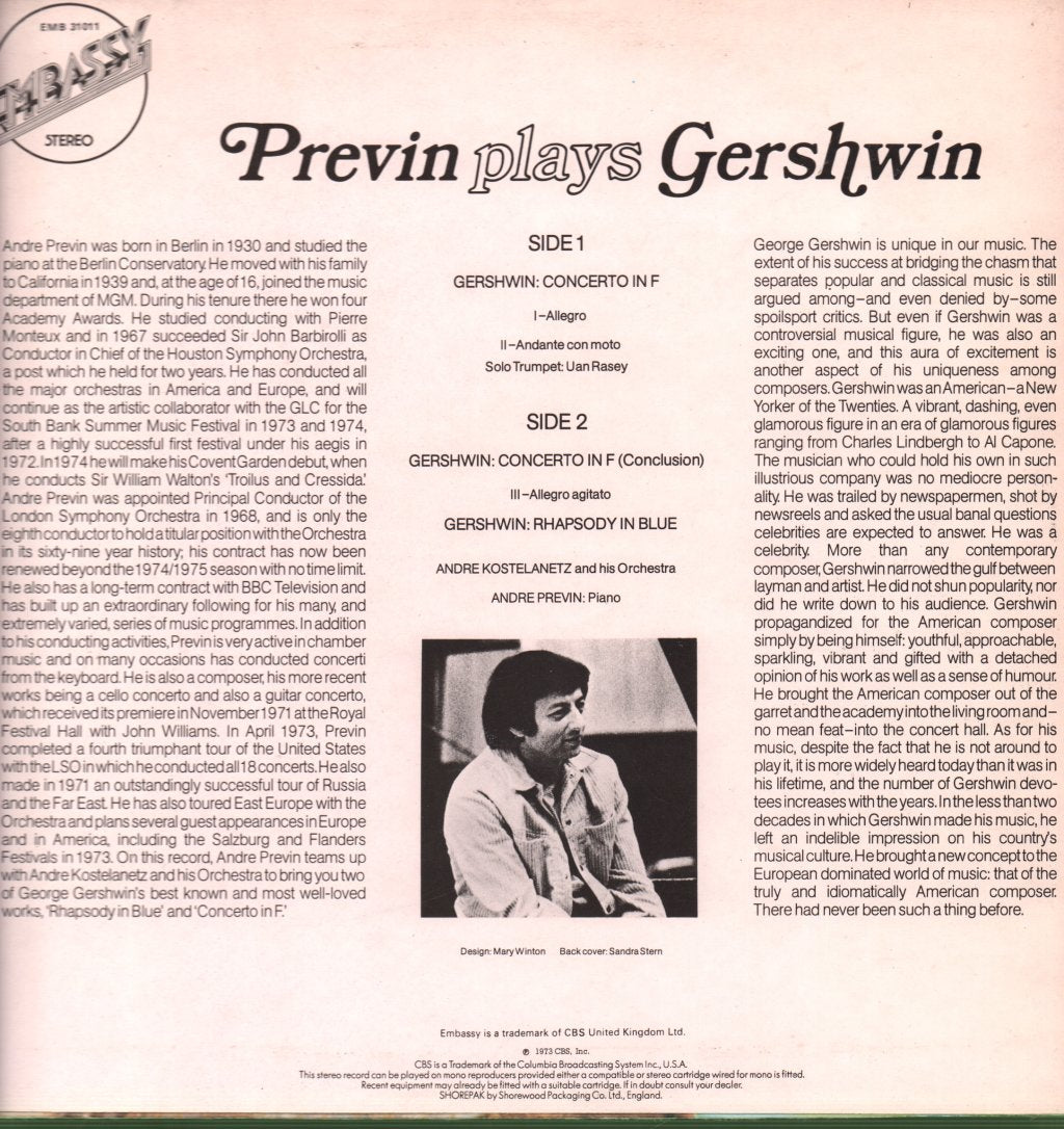 André Previn - Previn Plays Gershwin - Lp