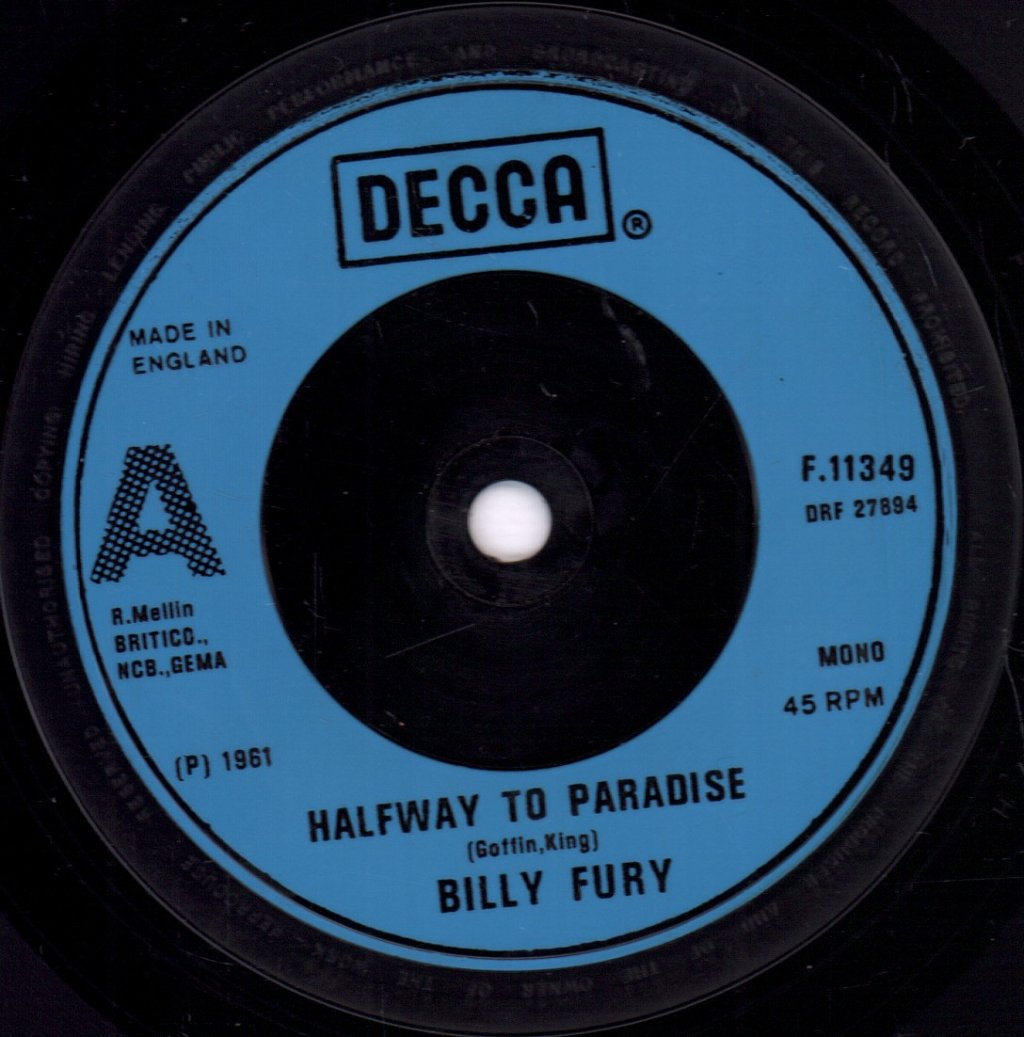 Billy Fury - Halfway To Paradise - 7 Inch
