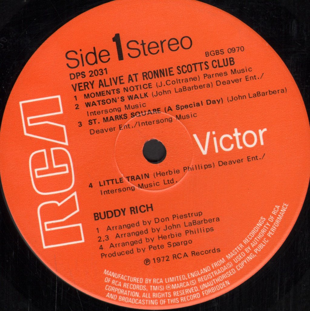 Buddy Rich - Very Alive At Ronnie Scotts Club - Double Lp