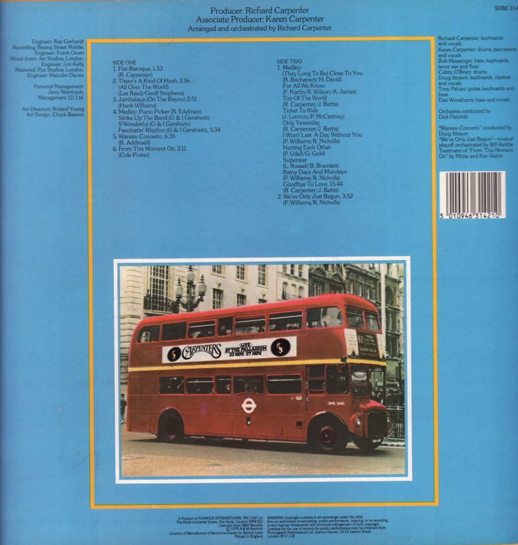 Carpenters - Live At The Palladium - Lp