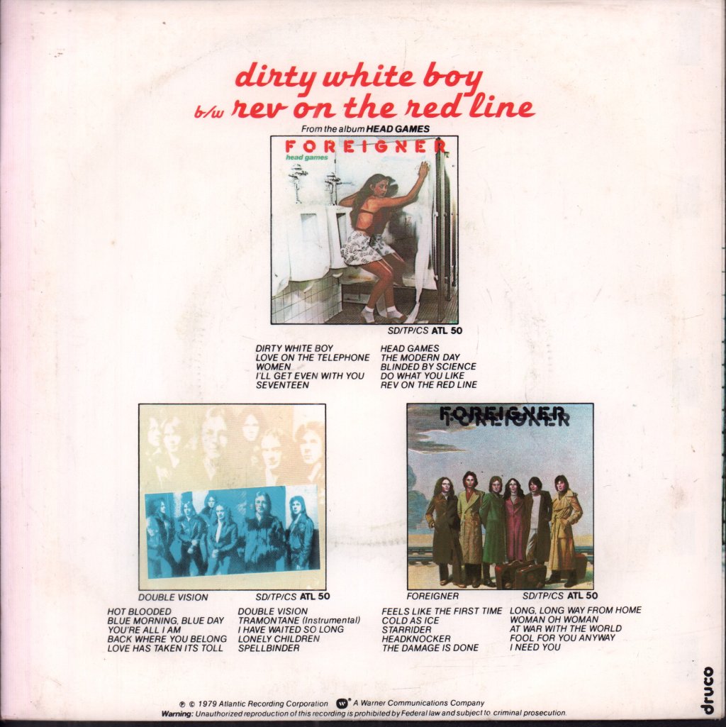 Foreigner - Dirty White Boy - 7 Inch