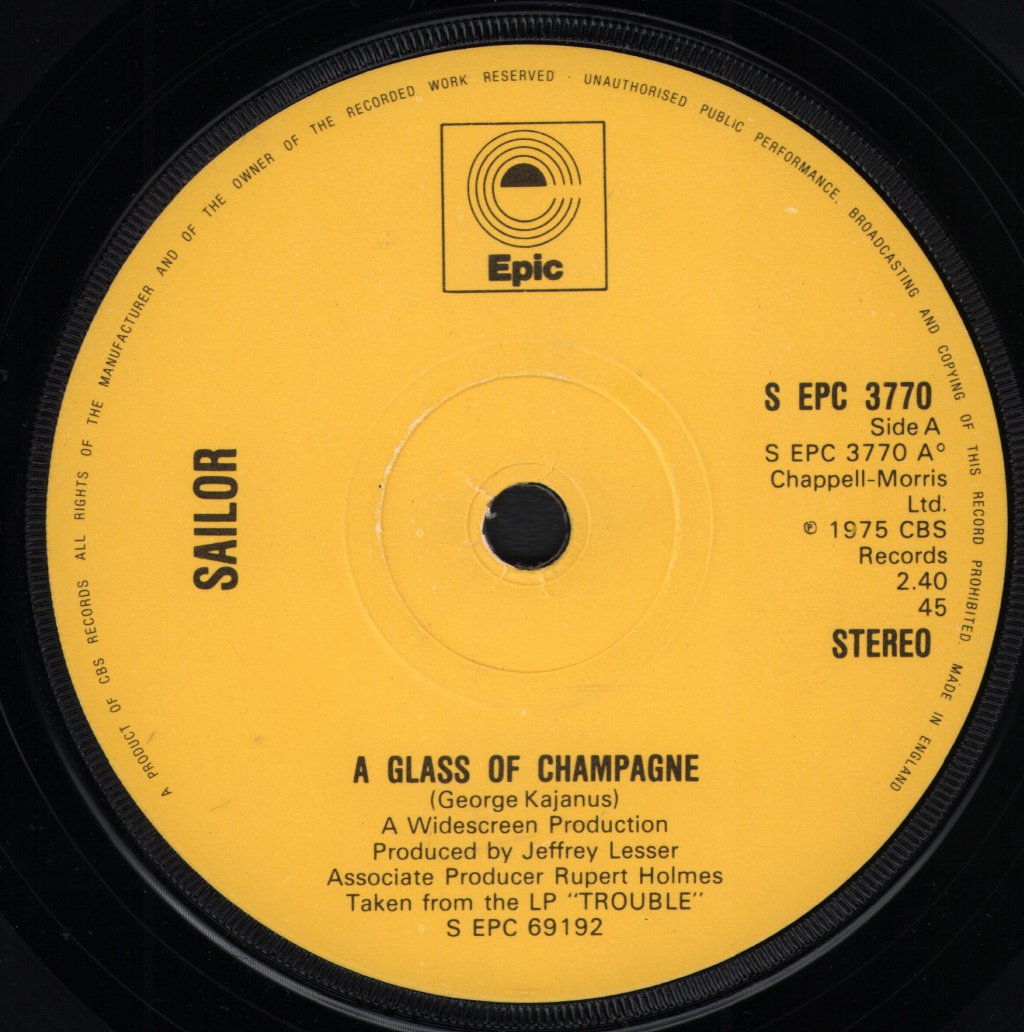 Sailor - A Glass Of Champagne - 7 Inch