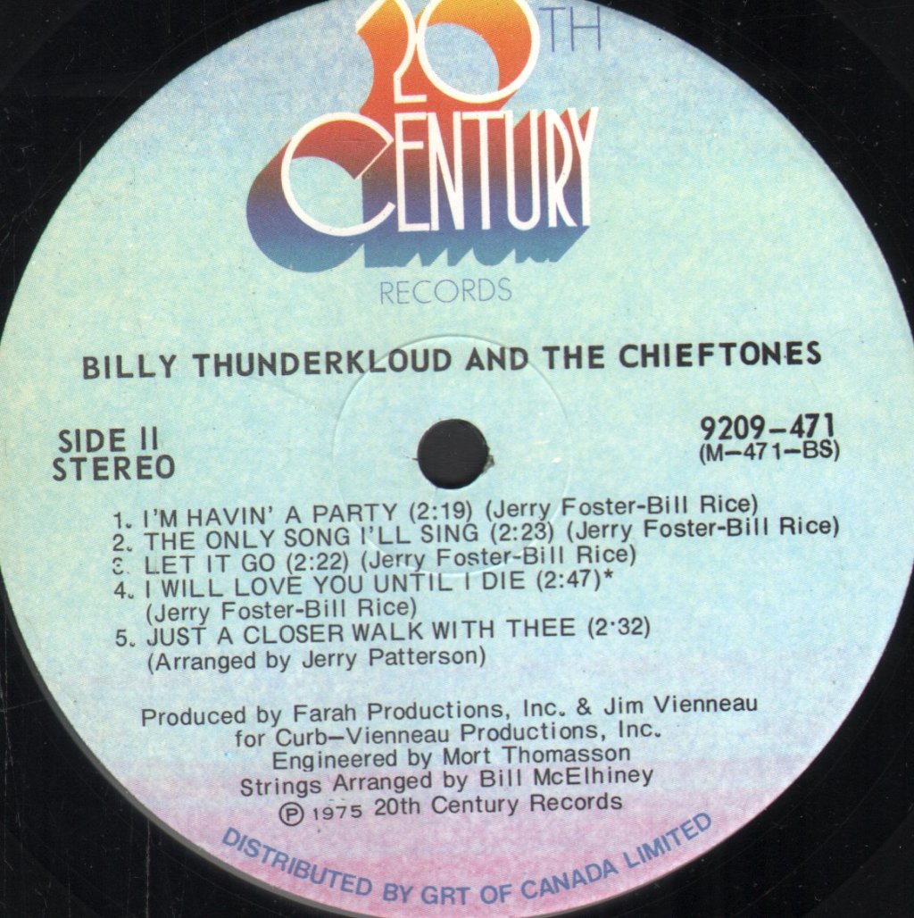 Billy Thunderkloud And The Chieftones - What Time Of Day - Lp