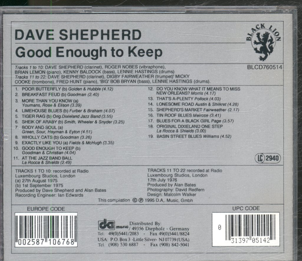 Dave Shepherd - Good Enough To Keep - Cd