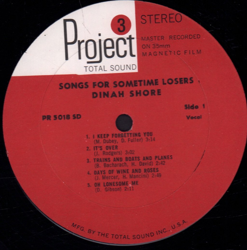 Dinah Shore - Songs For Sometime Losers - Lp
