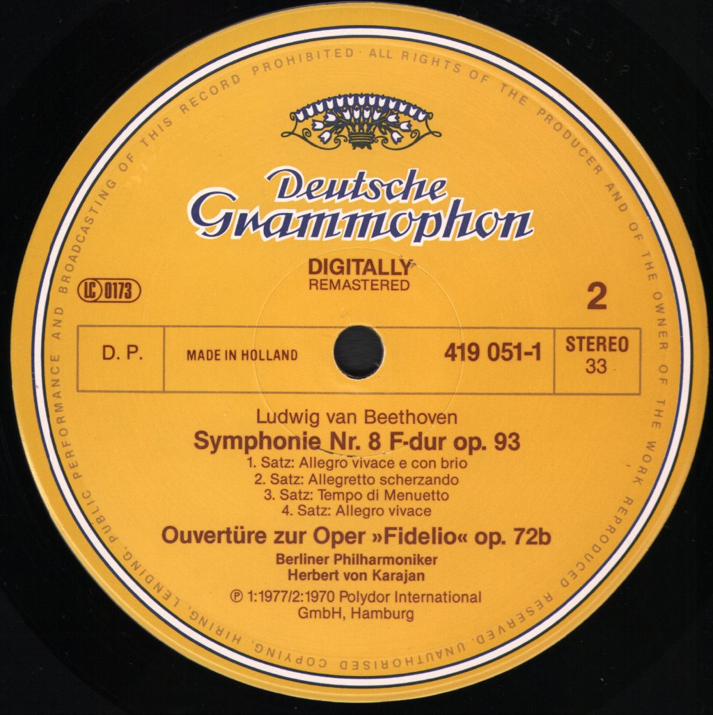 Herbert Von Karajan / Berlin Philharmonic Orchestra - Ludwig van Beethoven - Symphonies Nos. 5 & 8 - Lp