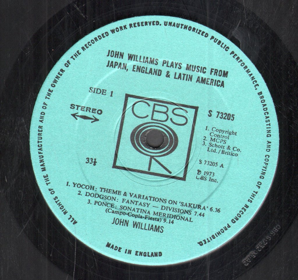 John Williams (Guitarist) - Plays Guitar Music From England Japan And Latin Ameri - Lp