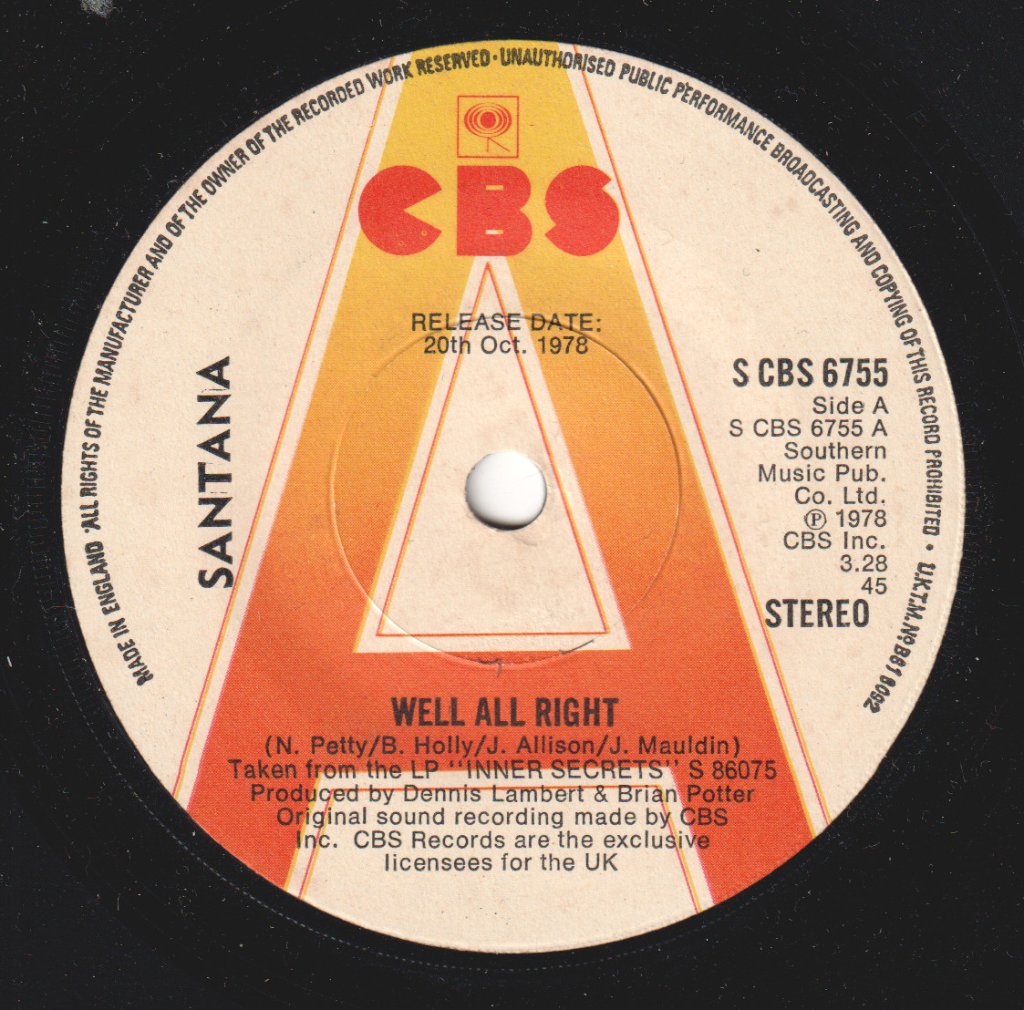 Santana - Well All Right - 7 Inch