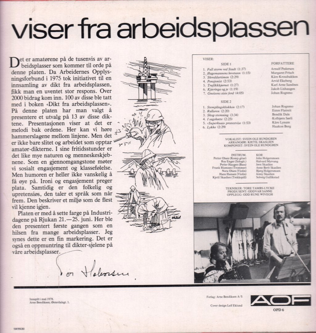 Svein Ole Rundgren - Viser Fra Arbeidsplassen - Lp