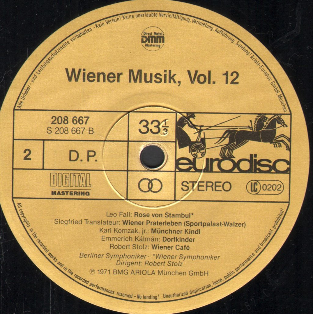 Robert Stolz / Berliner Symphoniker / Wiener Symphoniker - Wiener Musik Vol. 12 (Music Of Vienna) - Lp