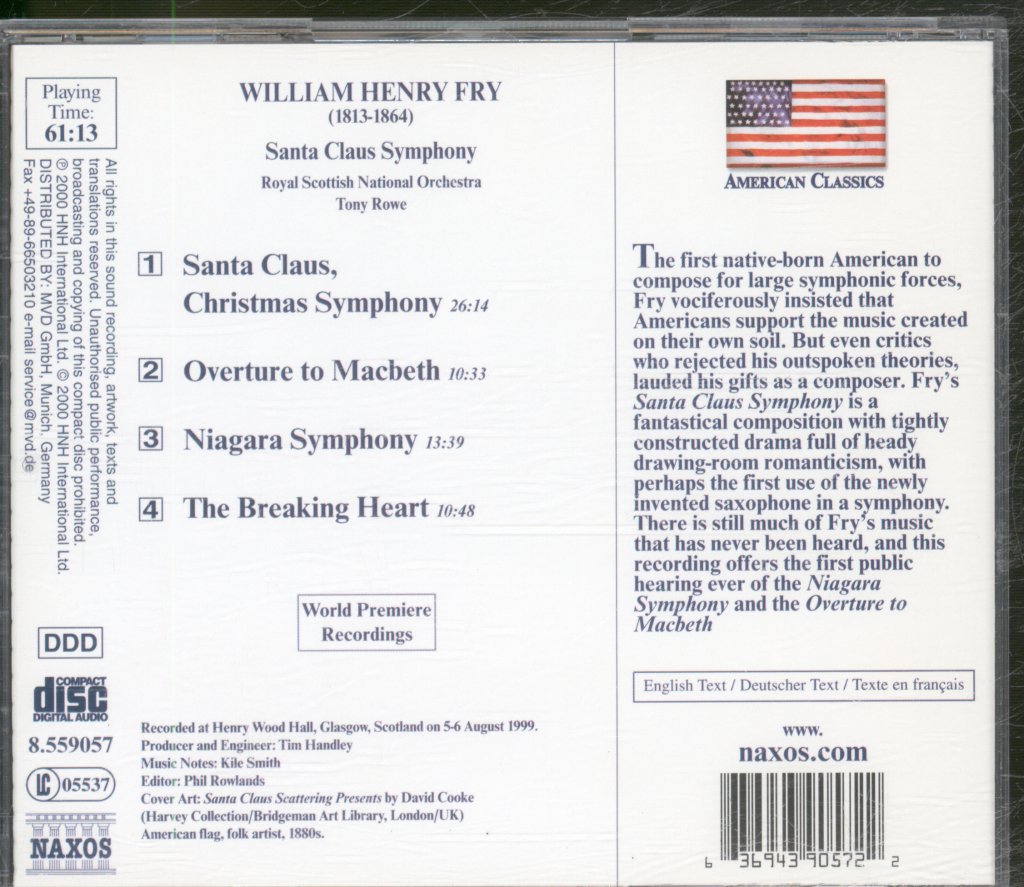 Royal Scottish National Orchestra, Tony Rowe - William Henry Fry - Santa Claus Symphony - Cd