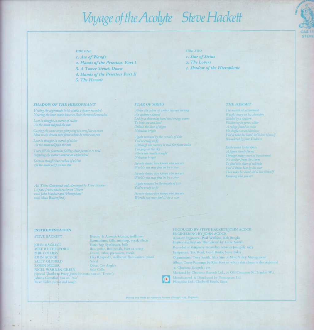 Steve Hackett - Voyage Of The Acolyte - Lp
