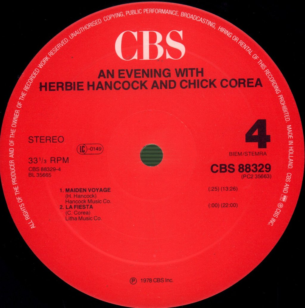 Herbie Hancock And Chick Corea - An Evening With (In Concert) - Double Lp