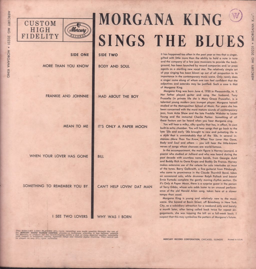 Morgana King - Sings The Blues - Lp