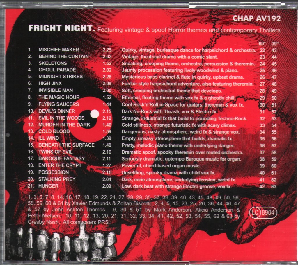 Fright Night - Chappell Recorded Music Library - Cd