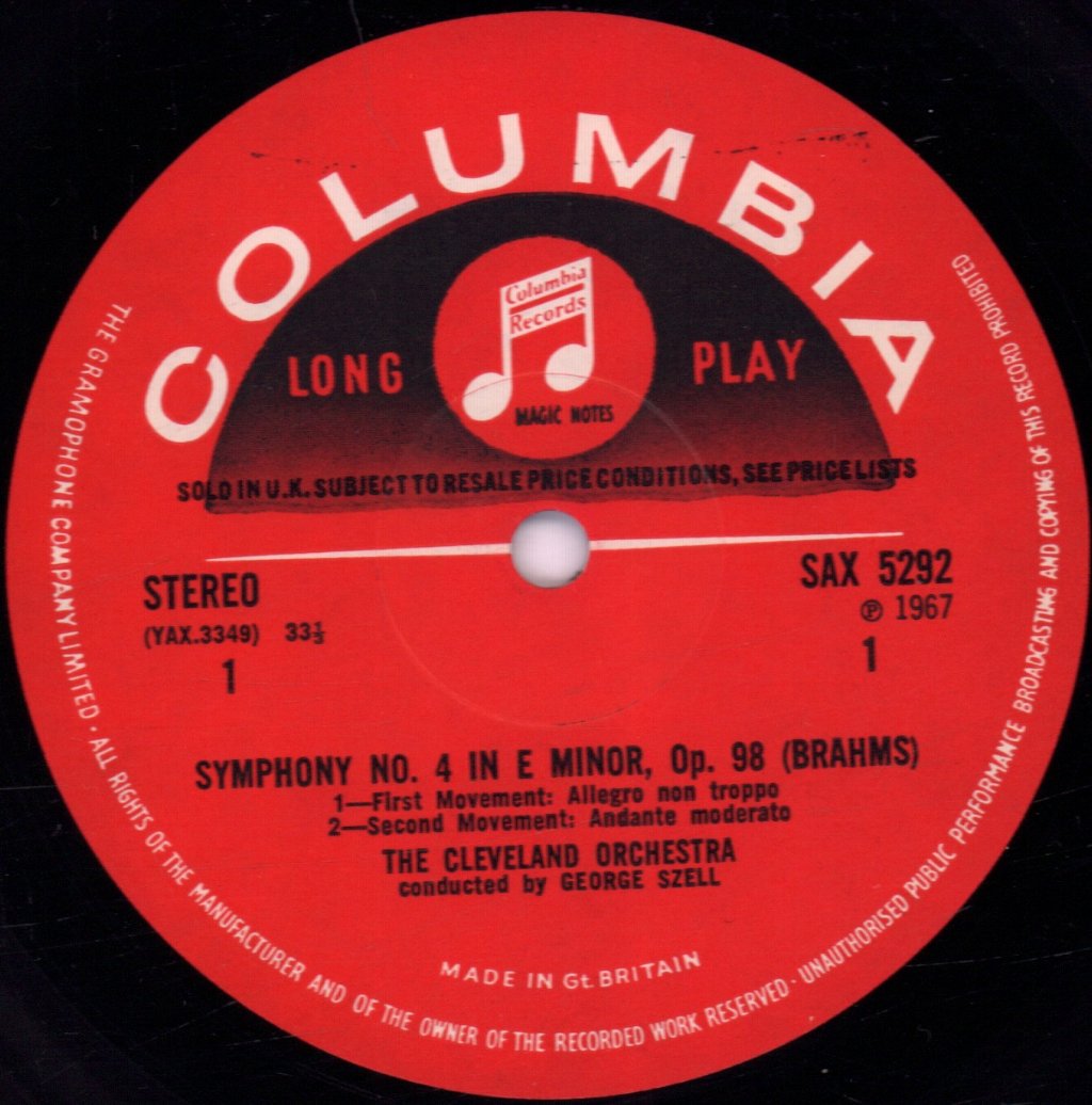 Cleveland Orchestra - Brahms Symphony No. 4 - Lp