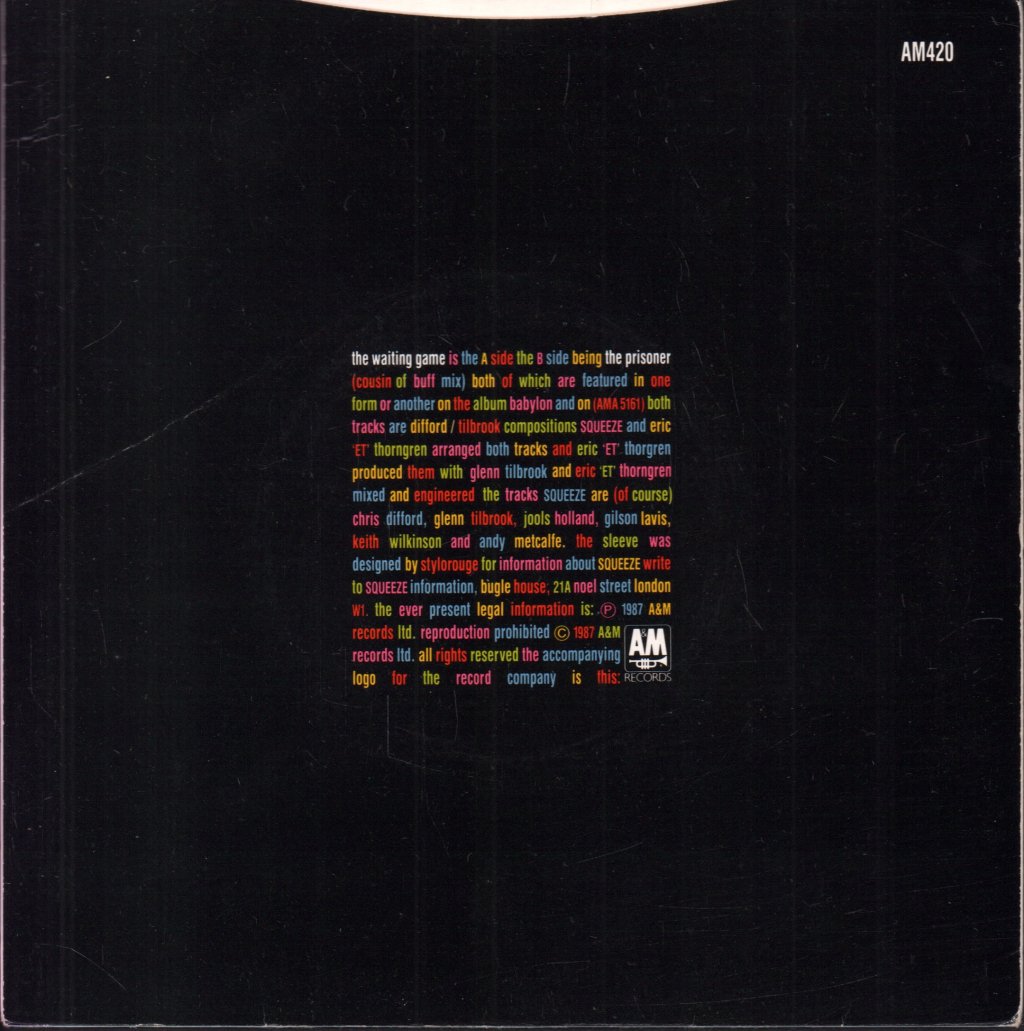 Squeeze - Waiting Game - 7 Inch