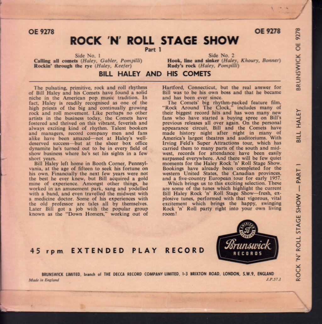 Bill Haley And His Comets - Rock 'N' Roll Stage Show - Part 1 - 7 Inch