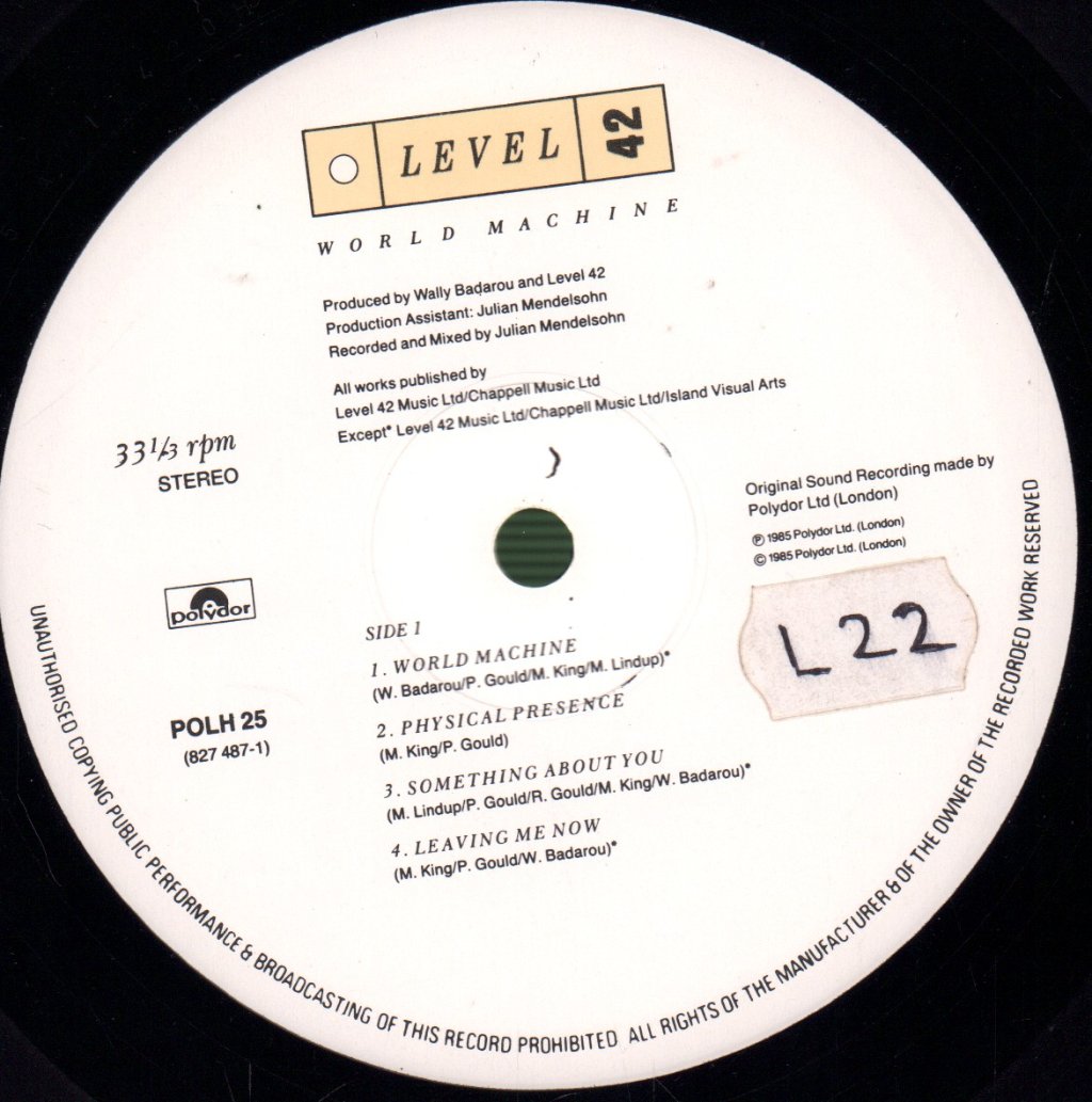 Level 42 - World Machine - Lp