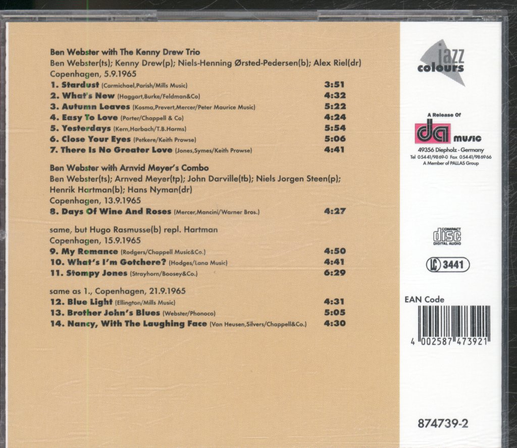 Ben Webster - Ben Webster In Copenhagen - Cd