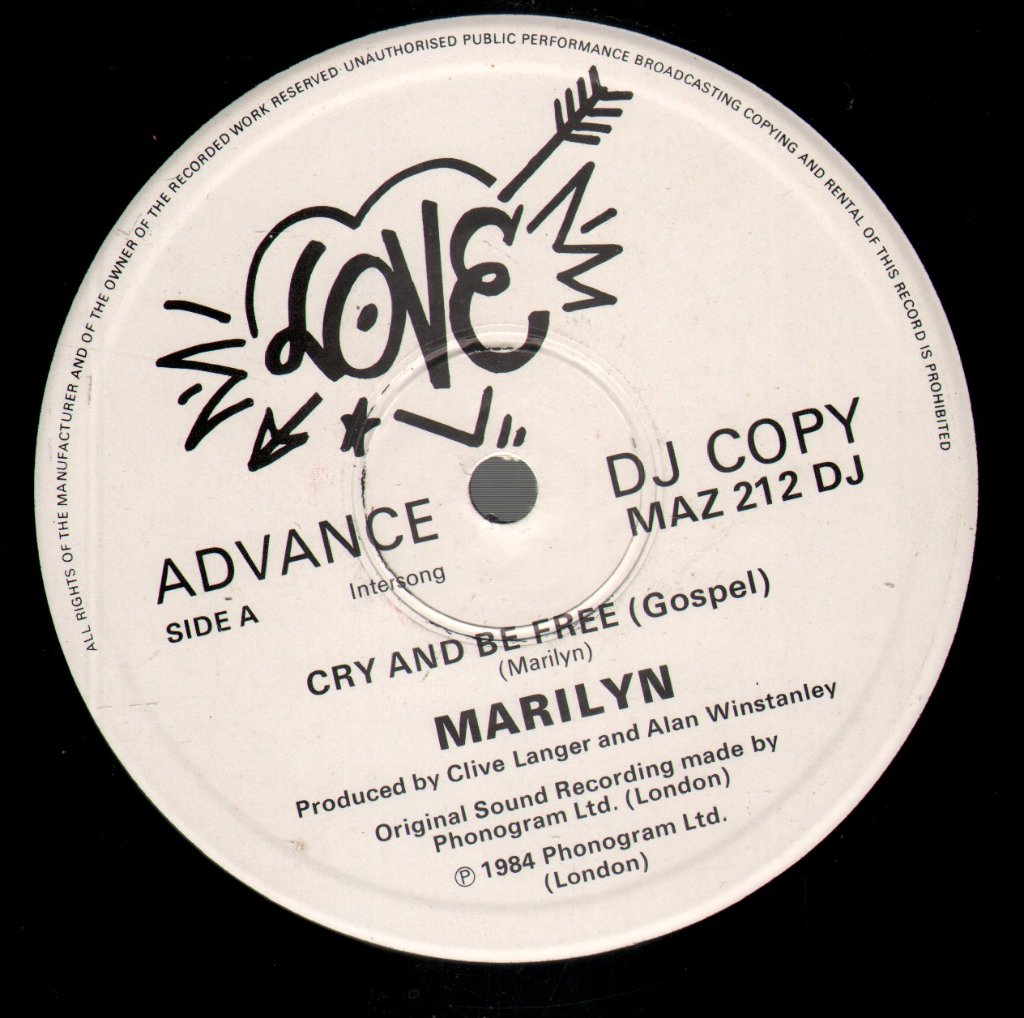 Marilyn - Cry And Be Free - 12 Inch
