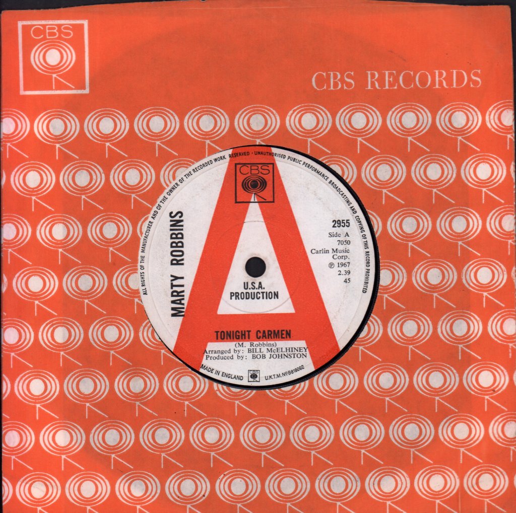 Marty Robbins - Tonight Carmen - 7 Inch