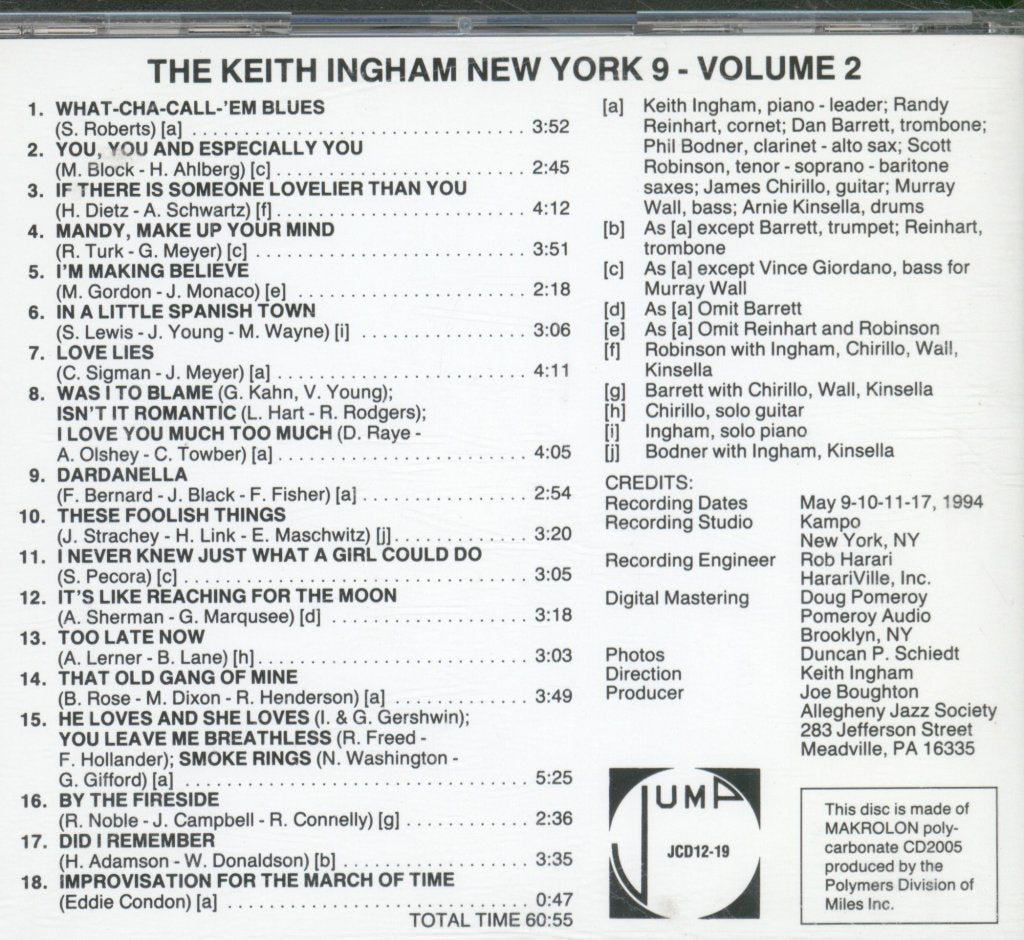 Keith Ingham New York 9 - Volume 2 - Cd