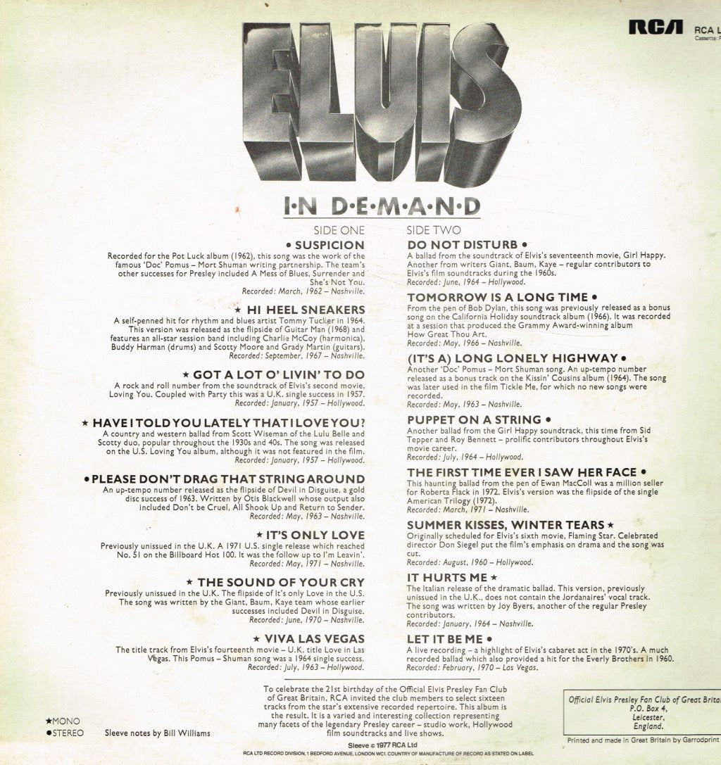 Elvis Presley - Elvis In Demand - Lp