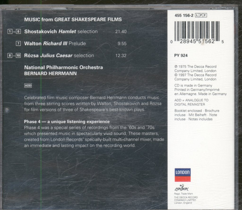 Bernard Herrmann, National Philharmonic Orchestra - Great Shakespeare Films - Cd
