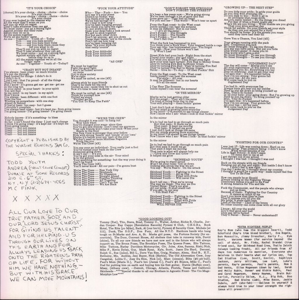 Warzone - Don't Forget The Struggle Don't Forget The Streets - Lp