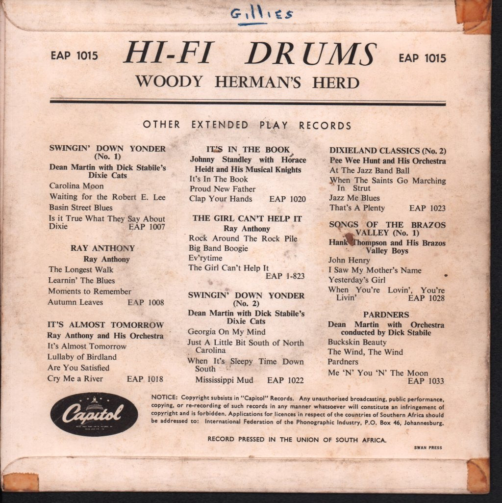 woody herman's herd featuring buddy rich - Hi-Fi Drums - 7 Inch