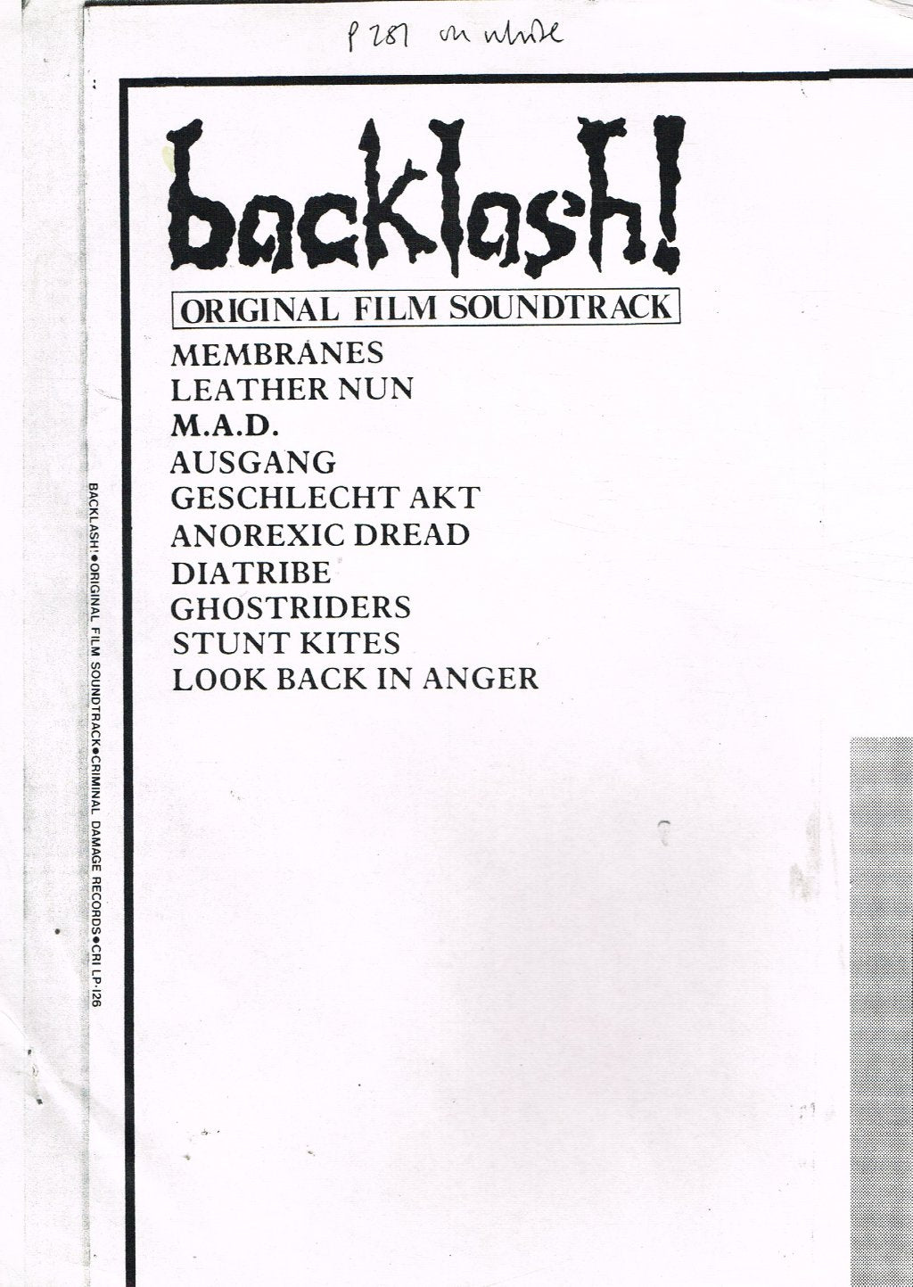 Various Artists - Backlash! (Original Film Soundtrack) - Lp