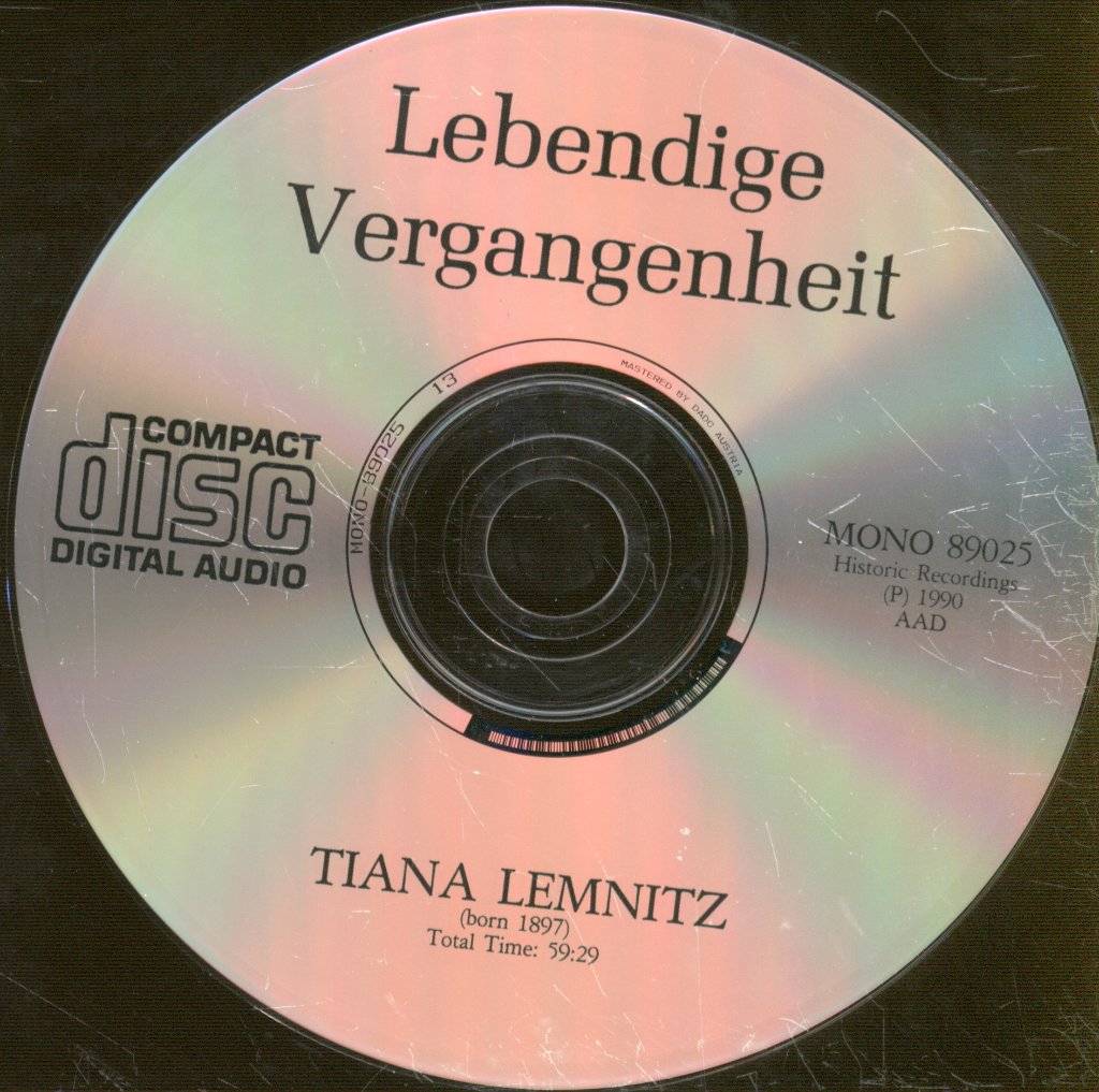 Tania Lemnitz - Lebendige Vergangenheit - Cd