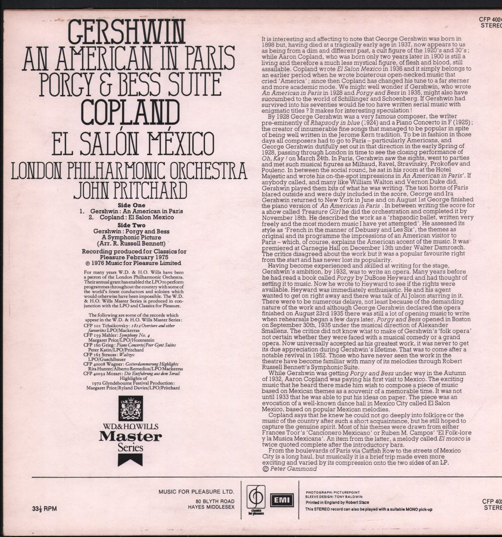 John Pritchard / London Philharmonic Orchestra - George Gershwin - American In Paris / Porgy And Bess - Lp