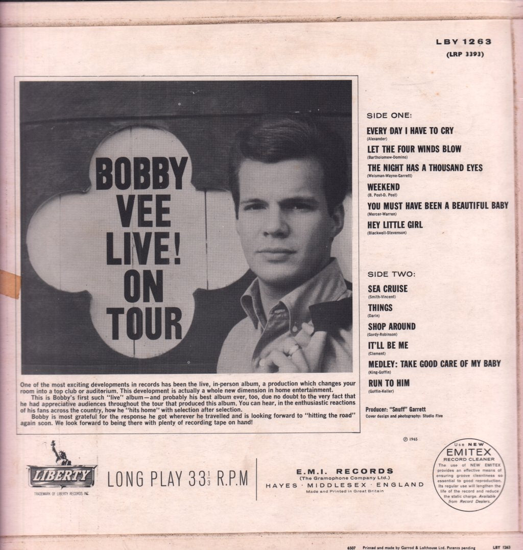 Bobby Vee - Live! On Tour - Lp