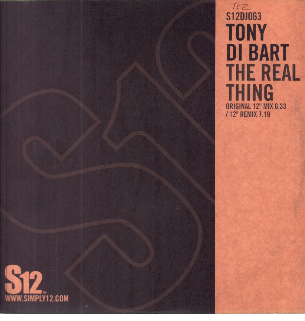 Tony Di Bart - Real Thing - 12 Inch